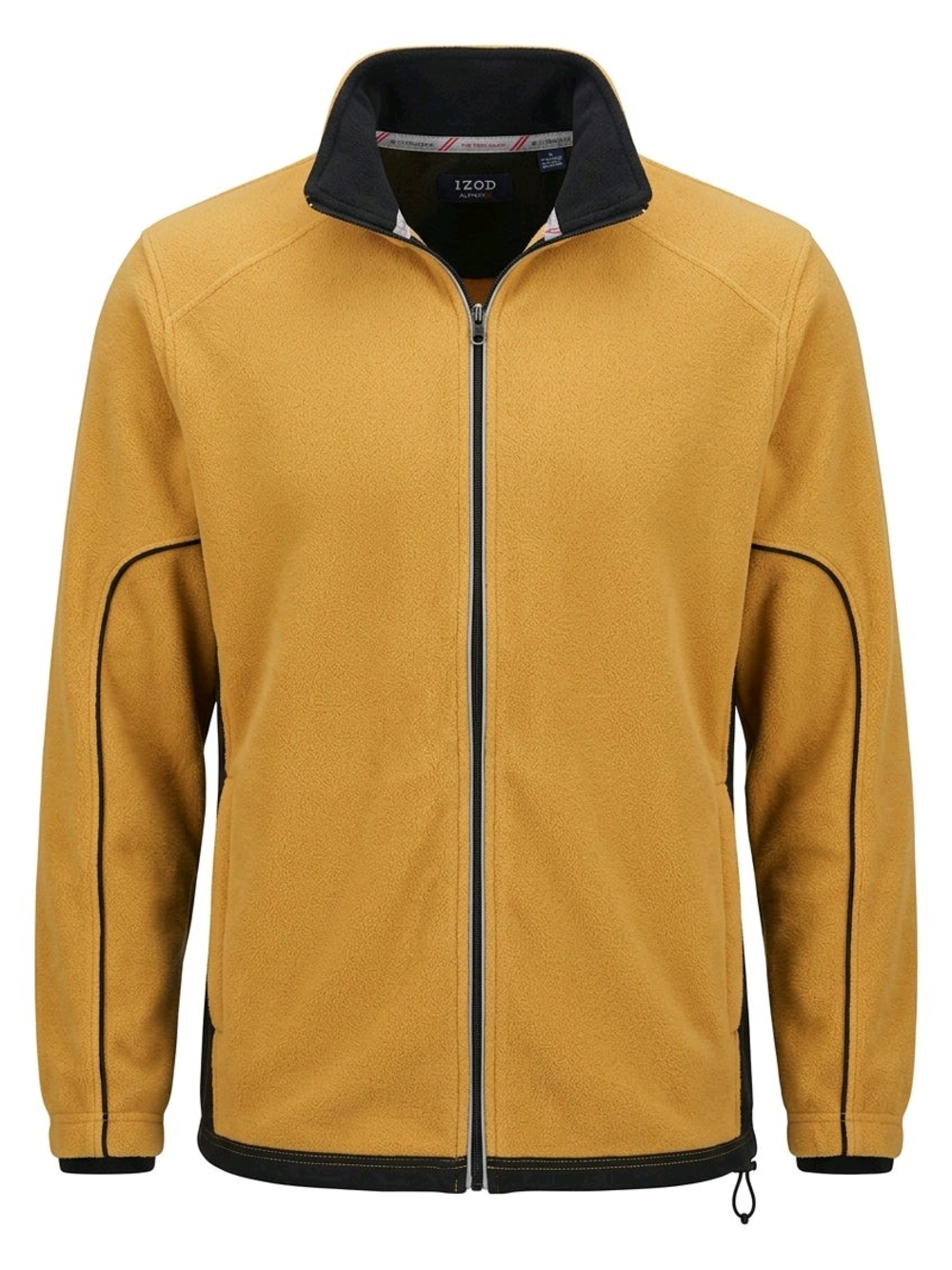 SIzod Men's Mustard Full-Zip Performance Fleece Jacket w Black Trim Size Large